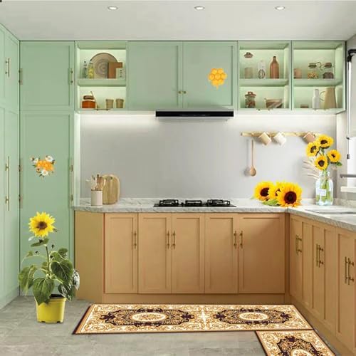 Stylish Kitchen Rugs and Mats Set Non-Slip Washable Soft Functional