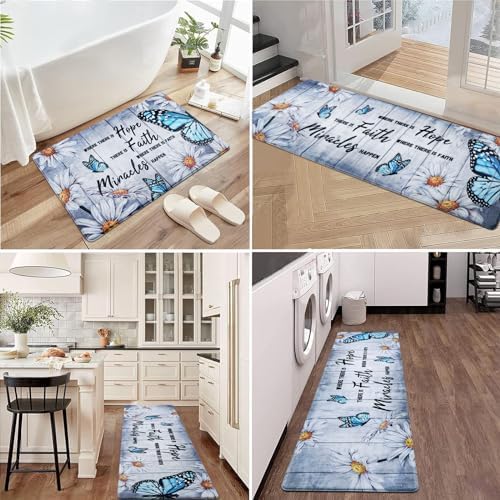 Likiyol Butterfly Floral Kitchen Rugs abused