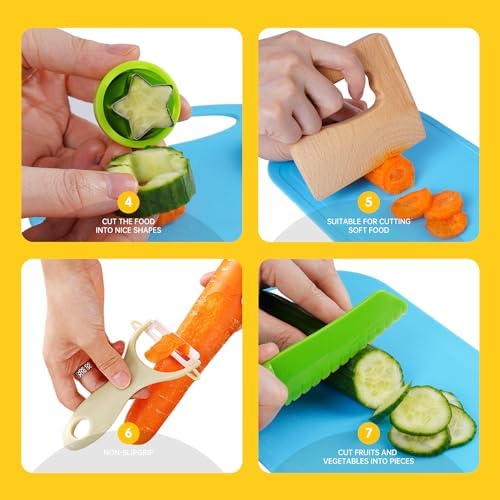 Kids Kitchen Knife Set with Gloves and Cutting Board