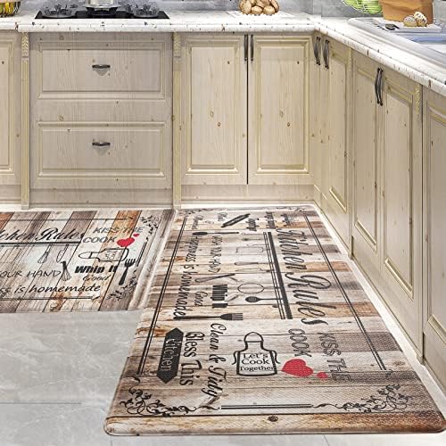 2-Piece Farmhouse Kitchen Rugs Anti-Fatigue Mat Set