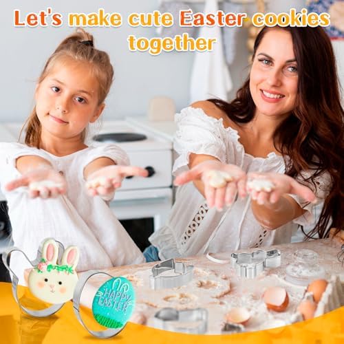 12Pcs Easter Cookie Cutters Set Stainless Steel