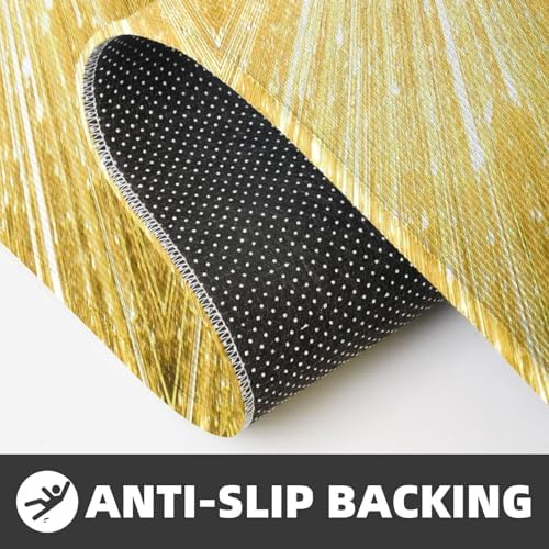 Gold-Bling Print 2-Piece Kitchen Rugs Set Non-Slip Soft