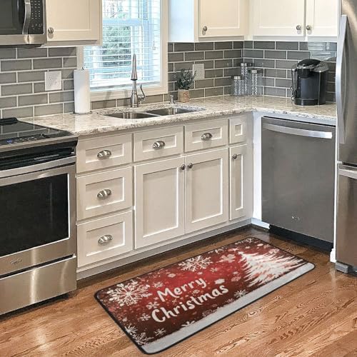 Xmas Kitchen Anti-Fatigue Rug Red Brown