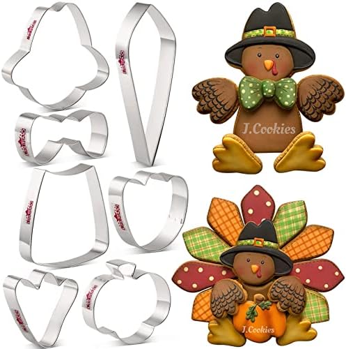 LILIAO Thanksgiving Turkey Puzzle Cookie Cutter Set Stainless Steel 7-Piece Set