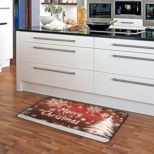 Xmas Kitchen Anti-Fatigue Rug Red Brown
