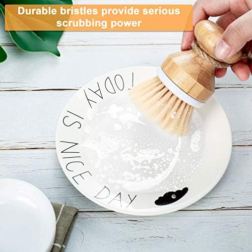 Bamboo Scrub brush set 3 withHolder Durable Kitchen tools