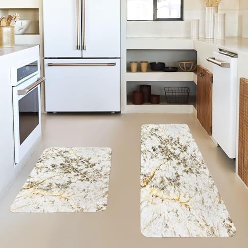 Double-Sided Marble Kitchen Mat Set Anti-Fatigue Durable