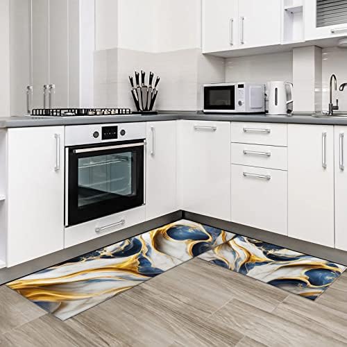 2-Piece Kitchen Rugs Absorbent Non-Slip Mats Kitchen Office Use