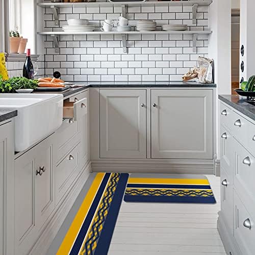 Cozy Kitchen Rugs 2-Piece Set with Geometric Patterns Non-Slip Absorbent