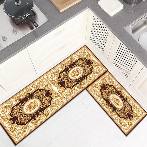 Stylish Kitchen Rugs and Mats Set Non-Slip Washable Soft Functional