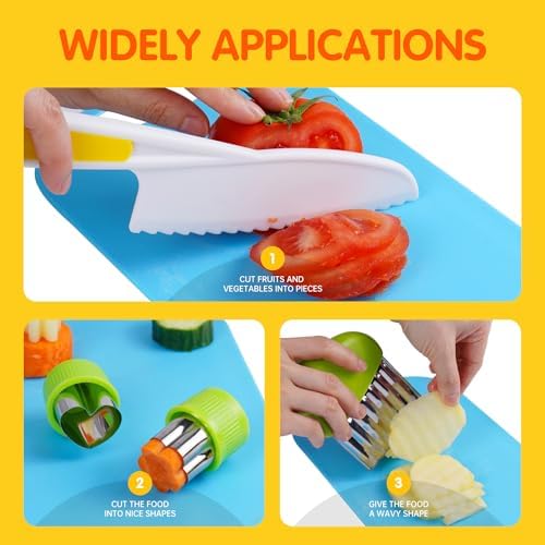 Kids Kitchen Knife Set with Gloves and Cutting Board