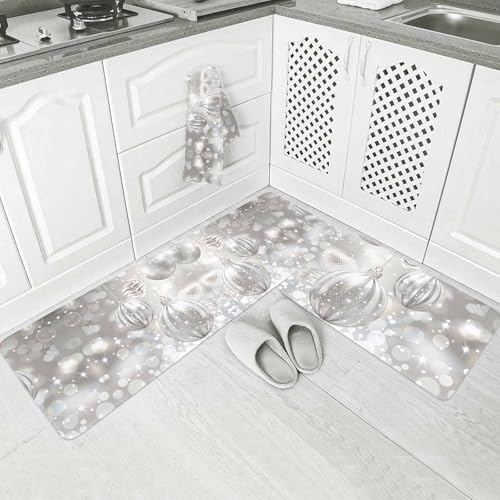 Crafting a Cozy Kitchen with Christmas Moments Silver Stars Area Runner Mat Set