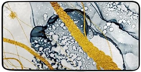 Hapuxt Long Kitchen Rugsicksy Liquid Gold Abstract Flowers Area Rug Non-Slip10