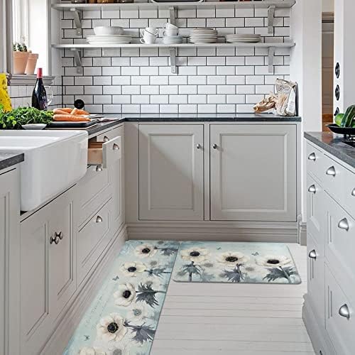 Carosoffe Spring Floral Kitchen Rugs Soft Non-Slip Absorbent