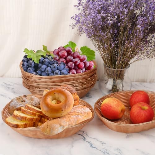 11 Inch Oval Poly Wicker Baskets 11 Pack
