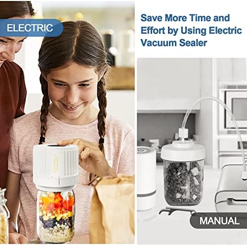 Electric Mason Jar Vacuum Sealer Cordless White