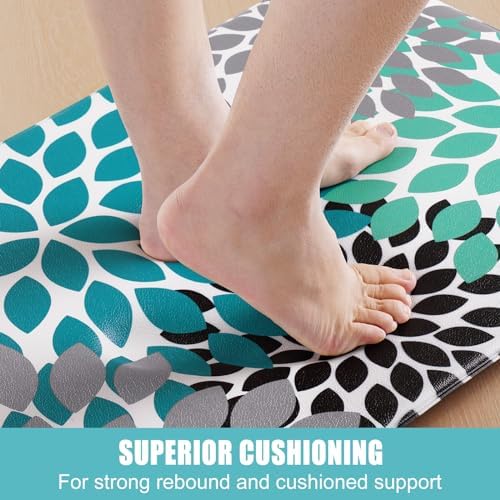 Likiyol Kitchen Mats 2PCS Anti-Fatigue Comfort Rugs Teal