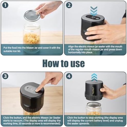 Electric Mason Jar Vacuum Sealer Kit with Can Opener
