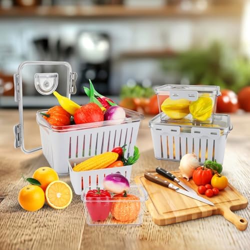 Fruit Containers 3-Piece Set with Colander for Fridge