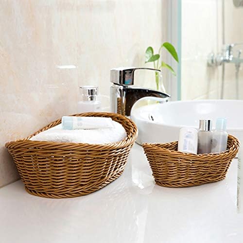 ANRUIDE 2 Pack Woven Bread Baskets Imitation Rattan
