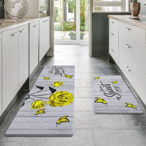 IKFASHONI Farmhouse Kitchen Rugs Set of 2