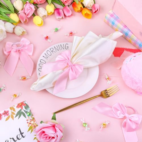 Napkin Ring Set of 12 Pink Bowknot Design