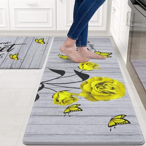 IKFASHONI Farmhouse Kitchen Rugs Set of 2