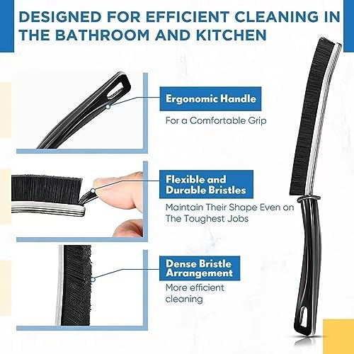 3 Piece Hard Bristle Crevice Cleaning Brush for Kitchen Window and Bathroom