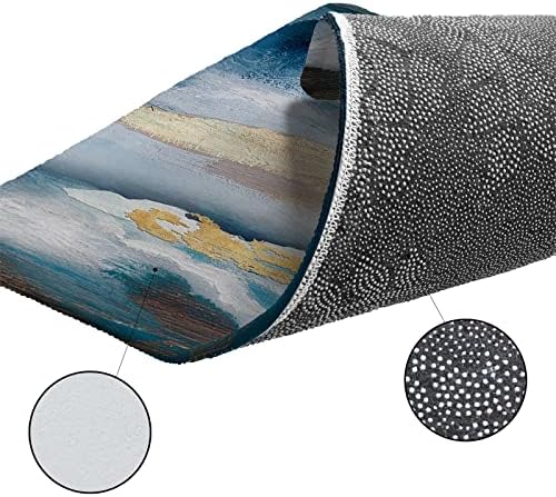 Blue Grey Kitchen Rug Set 2PCS Non-Slip