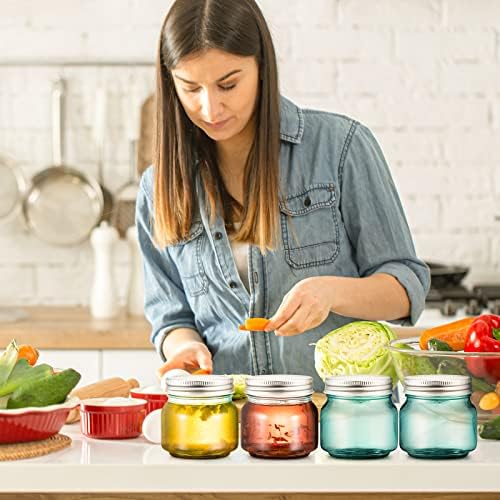 Gueevin 12 Pcs Blue Mason Jars with Airtight Lids and Bands