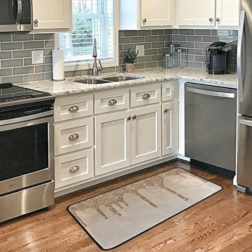Aslsiy Dripping Brown Glitter Kitchen Rug 39x20