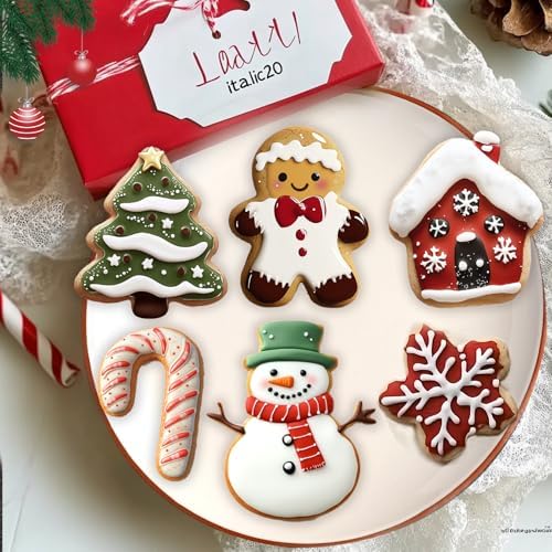 6-Pack Christmas Cookie Cutters Set - Durable for Baking More