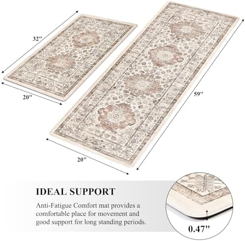 Pauwer Anti Fatigue Kitchen Mat Set of 2