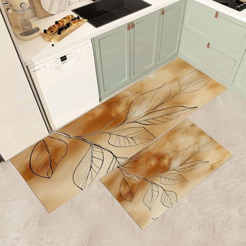 2-Piece Kitchen Rugs Set for Kitchen Office Use