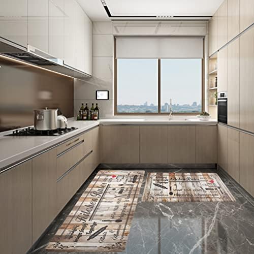 2-Piece Farmhouse Kitchen Rugs Anti-Fatigue Mat Set