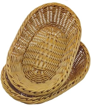 ANRUIDE 2 Pack Woven Bread Baskets Imitation Rattan