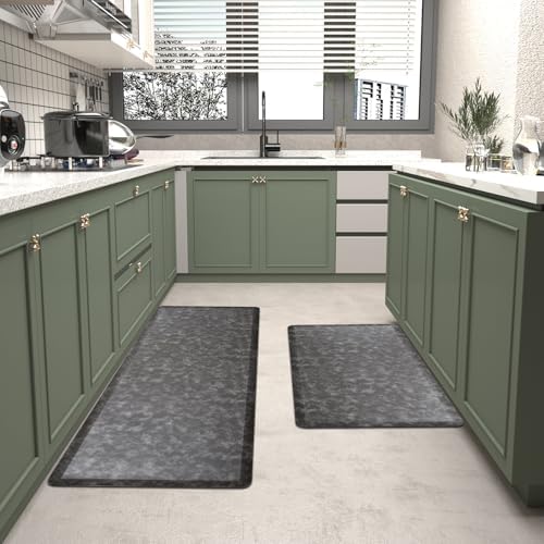2-Piece Premium Black Kitchen Rugs for Home Use