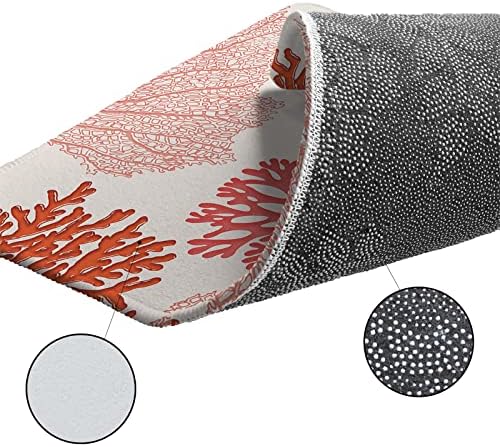Orange Coral Kitchen Rug Set 2 PCS Non-Slip Mats