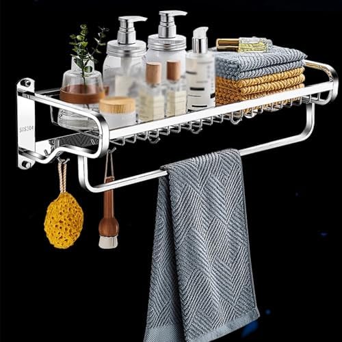 Towel Shelf Holder with Hooks for Bathroom Lavatory