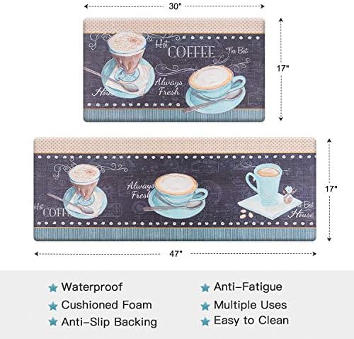 Cozy Coffee Theme Kitchen Rugs - Smooth Durable for Home