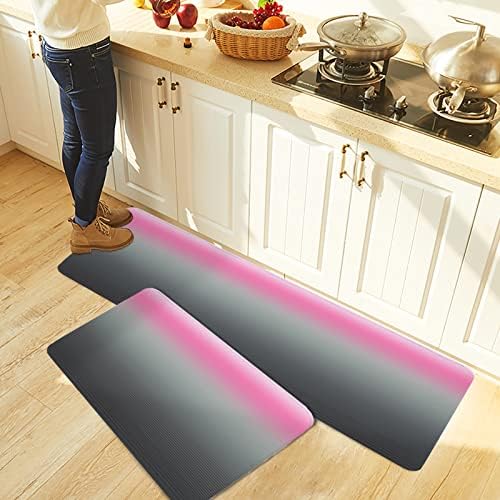 Carosoffe Grey Pink Kitchen Rugs Set