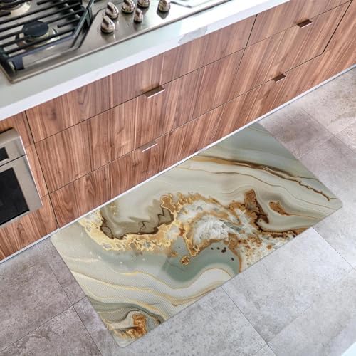 Niaocpwy Abstract Marble Grey Kitchen Mat 157