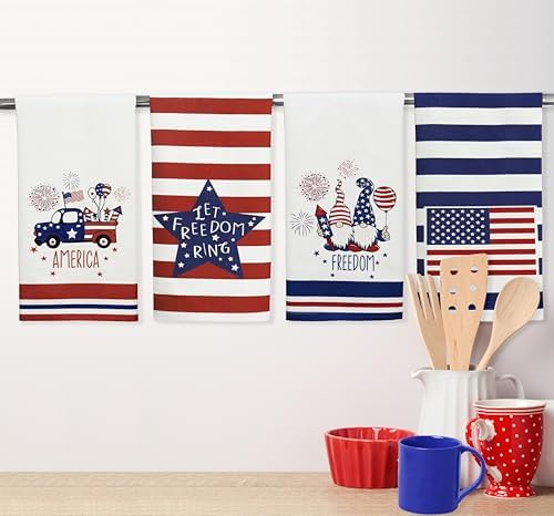 PurpleEssences - 4th of July 100 Cotton Kitchen Towels Set of 4