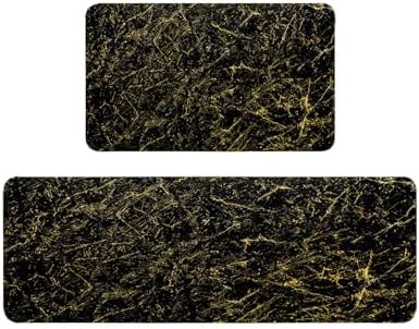Marble Kitchen Mat 2-Pack Anti-Fatigue Kitchen Rugs Non-Slip Stain-Resistant