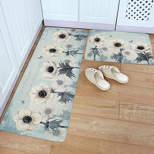 Carosoffe Spring Floral Kitchen Rugs Soft Non-Slip Absorbent