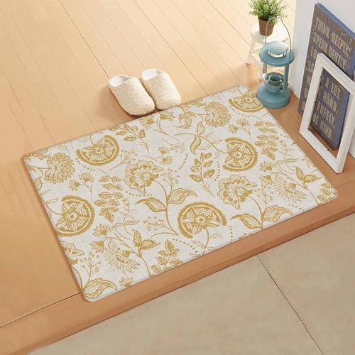 Orange Yellow Paisley Kitchen Mat