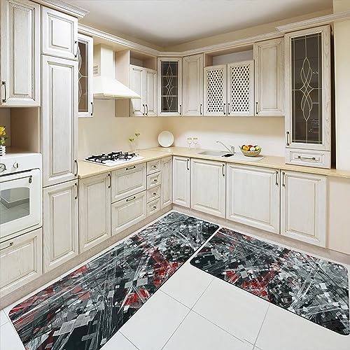 2-Piece Kitchen Rugs Set Anti-Fatigue Non-Slip Mats