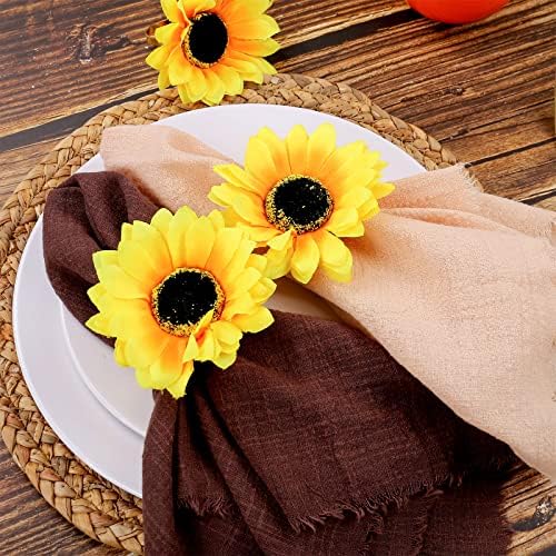 Handmade Sunflower Napkin Ring Set of 6