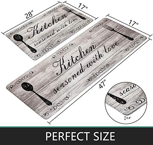 Pauwer Anti Fatigue Kitchen Mat Set Premium Non-Slip Standing Desk Kitchen Rugs