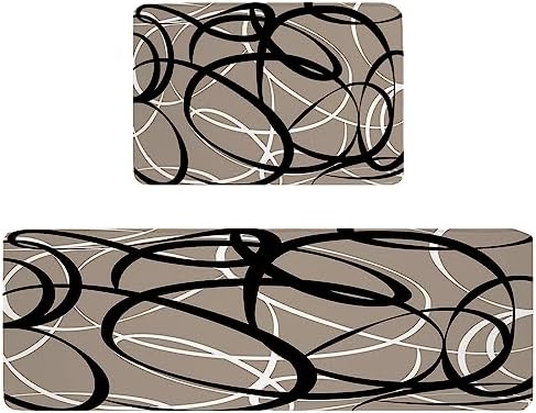 Carosoffe Kitchen Rug Set - Non-Slip Geometric Rugs for Kitchen Bathroom